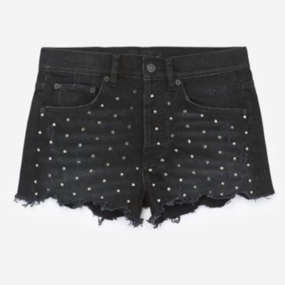 The Kooples Studded Denim Mini Shorts